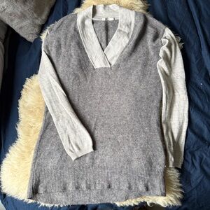 Anthropologie Moth Gray and Cream Alpacal and Wool Sweater